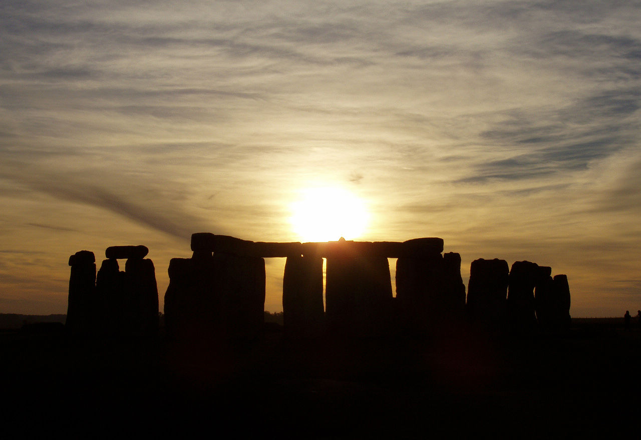 Stonehenge at sunset on a cloudy day